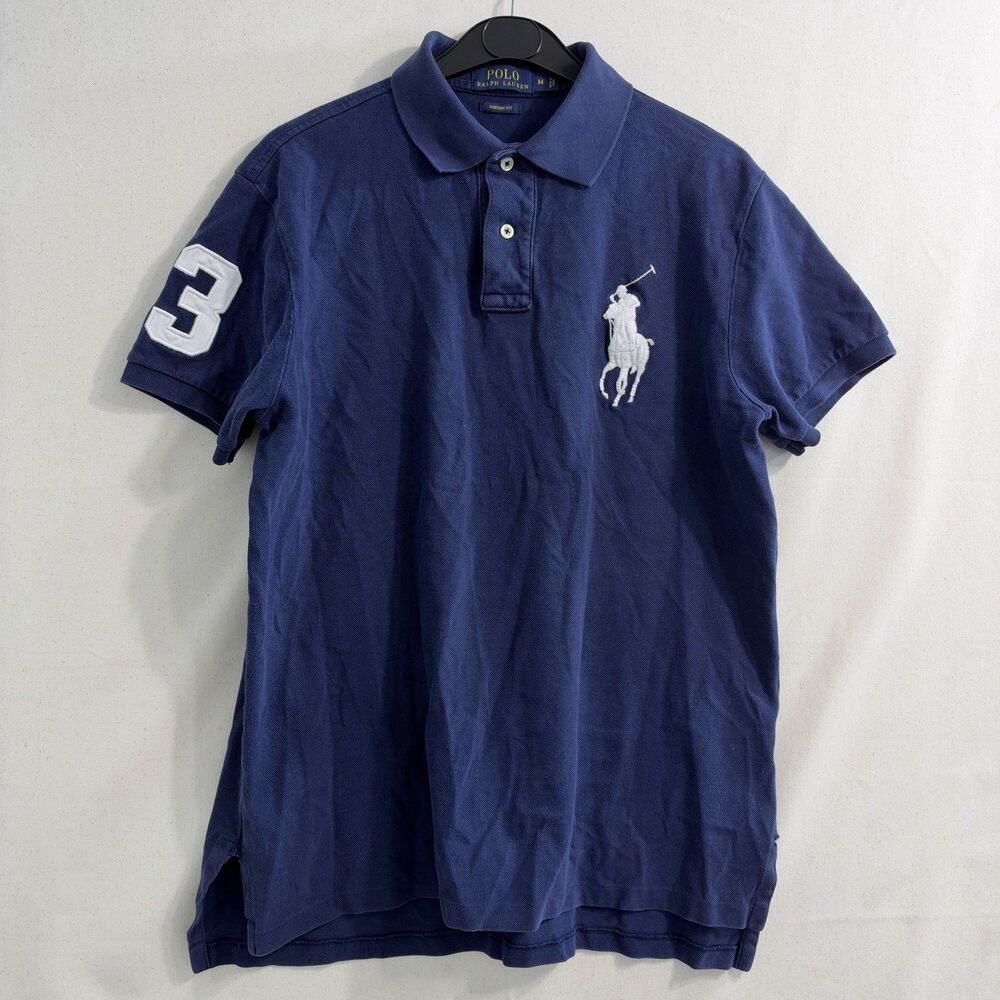 Polo Ralph Lauren Custom Fit Big Pony Polo Shirt Men’s M Blue #3 Short Sleeve
